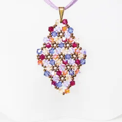 Pendant 30cm - Terence Rhombus M-Mauve Suedine - Pendant 30cm - Laiton bronze